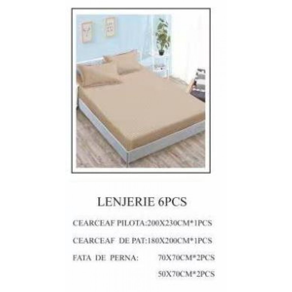 Lenjerie de pat Bumbac Finet 6 piese cu elastic LT-66
