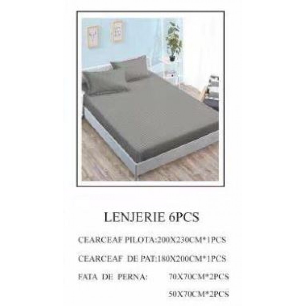 Lenjerie de pat Bumbac Finet 6 piese cu elastic LT-67