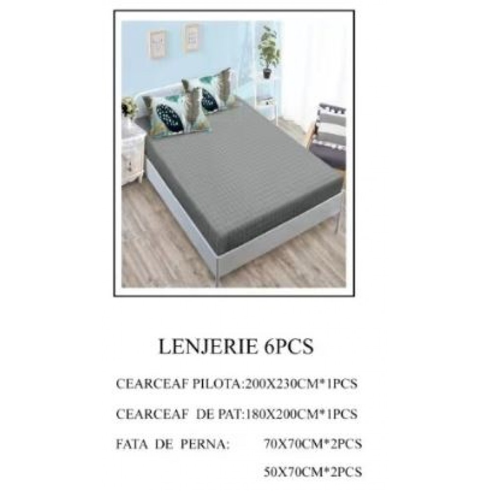 Lenjerie de pat Bumbac Finet 6 piese cu elastic LT-69