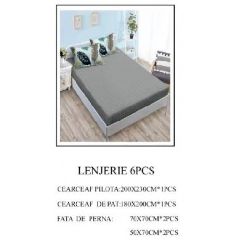 Lenjerie de pat Bumbac Finet 6 piese cu elastic LT-69