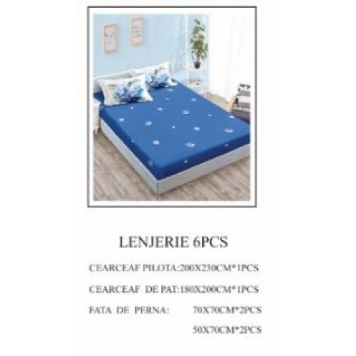 Lenjerie de pat Bumbac Finet 6 piese cu elastic LT-70