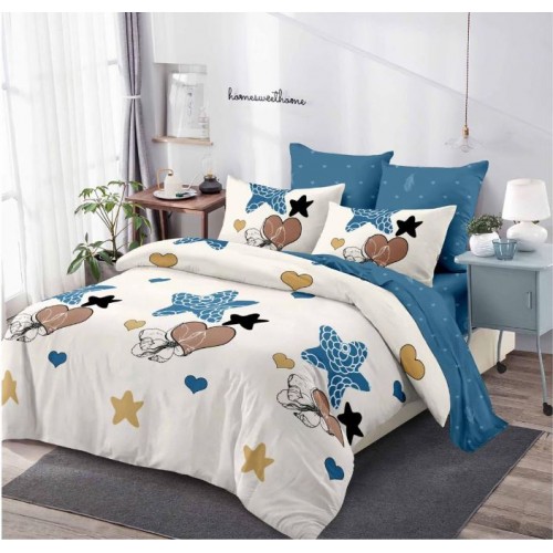 Lenjerie de pat FINET pentru 2 persoane, 6 piese, Cu Elastic 180cm x 200cm, B-674