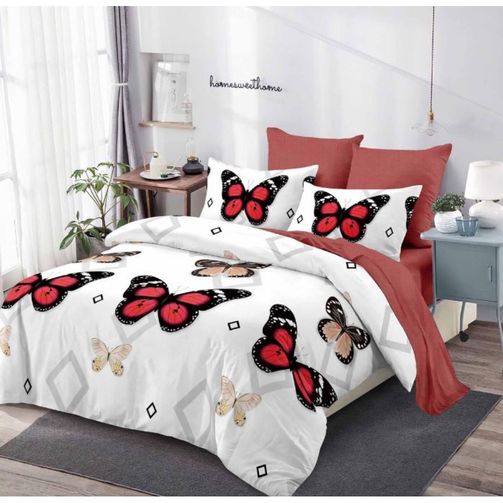 Lenjerie de pat FINET pentru 2 persoane, 6 piese, Cu Elastic 180cm x 200cm, B-658