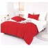 Lenjerie Pat Dublu din Finet 6 Piese, Uni, Bicolor, Roșu/Alb, E-16