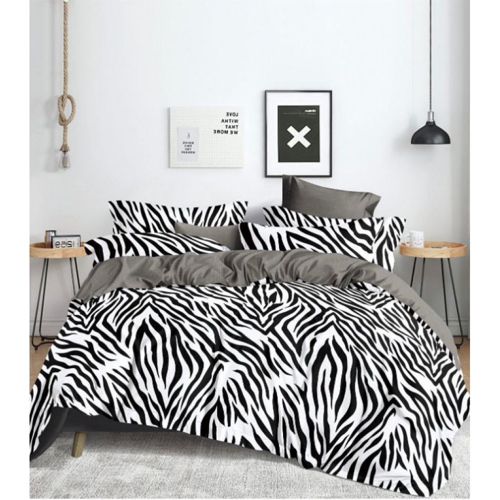 Lenjerie de pat, Imprimeu Exotic, 4 Piese, 2 persoane, 230x250cm, 100% Bumbac, BM-06