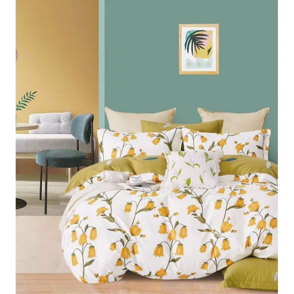 Lenjerie de pat, Imprimeu Exotic, 4 Piese, 2 persoane, 230x250cm, 100% Bumbac, BM-07
