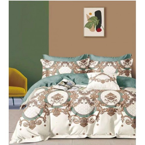 Lenjerie de pat, Imprimeu Exotic, 4 Piese, 2 persoane, 230x250cm, 100% Bumbac, BM-14