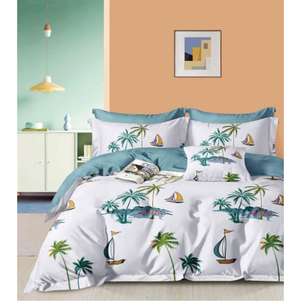 Lenjerie de pat, Imprimeu Exotic, 4 Piese, 2 persoane, 230x250cm, 100% Bumbac, BM-19