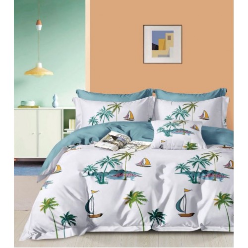 Lenjerie de pat, Imprimeu Exotic, 4 Piese, 2 persoane, 230x250cm, 100% Bumbac, BM-19