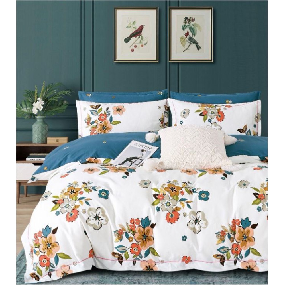 Lenjerie de pat, Imprimeu Exotic, 4 Piese, 2 persoane, 230x250cm, 100% Bumbac, BM-22