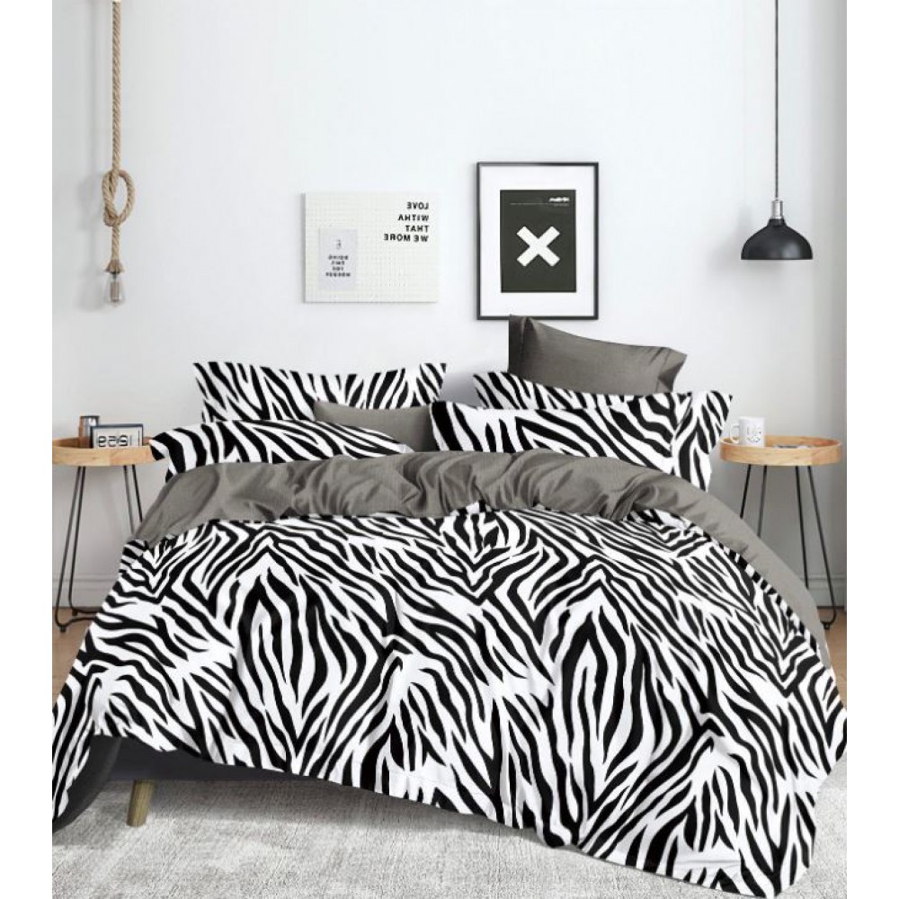 Lenjerie de pat, Imprimeu Exotic, 4 Piese, 2 persoane, 230x250cm, 100% Bumbac, BM-24