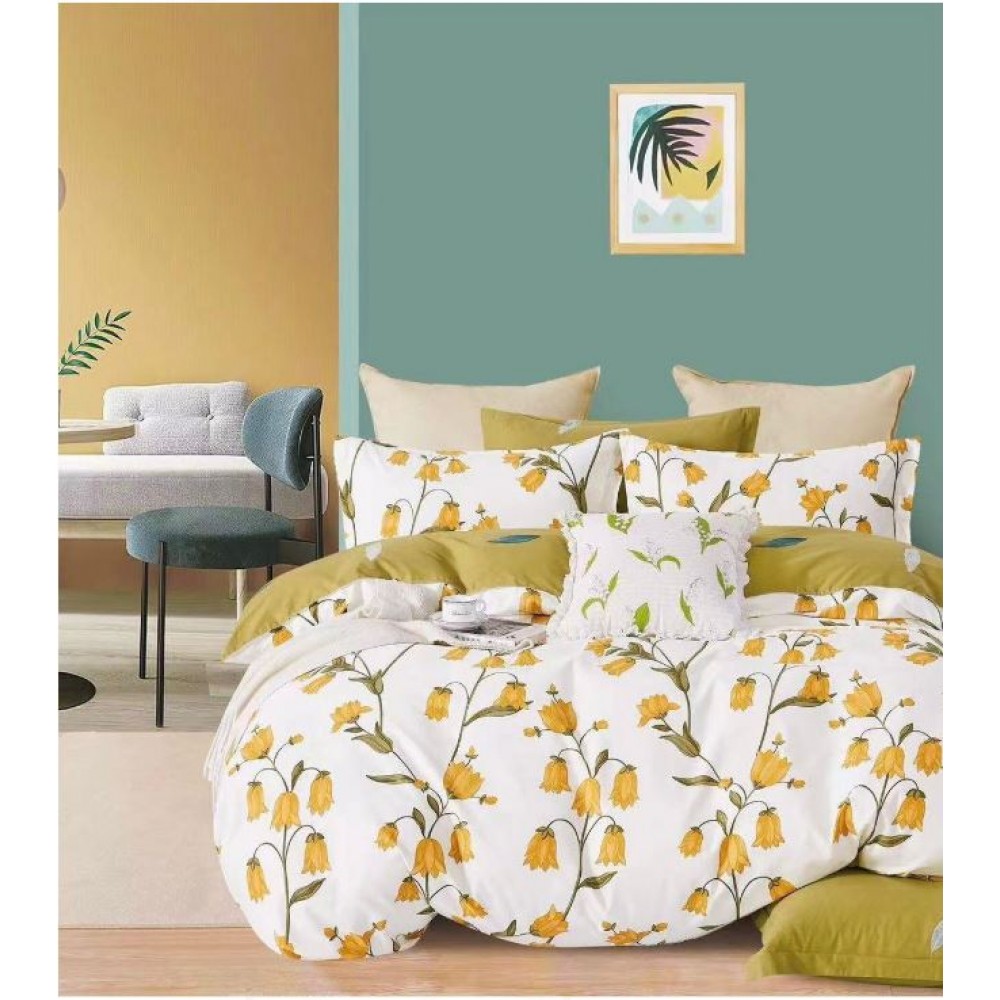 Lenjerie de pat, Imprimeu Exotic, 4 Piese, 2 persoane, 230x250cm, 100% Bumbac, BM-25