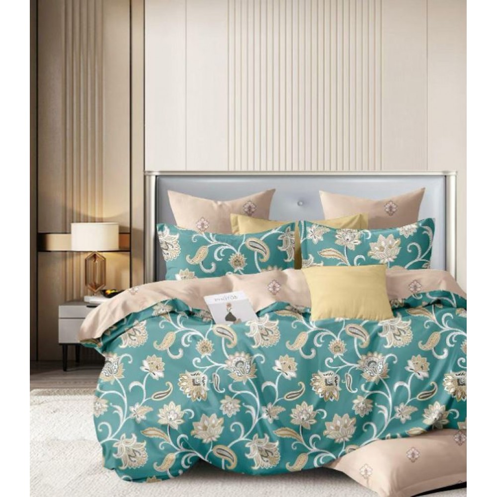 Lenjerie de pat, Imprimeu Exotic, 4 Piese, 2 persoane, 230x250cm, 100% Bumbac, BM-36