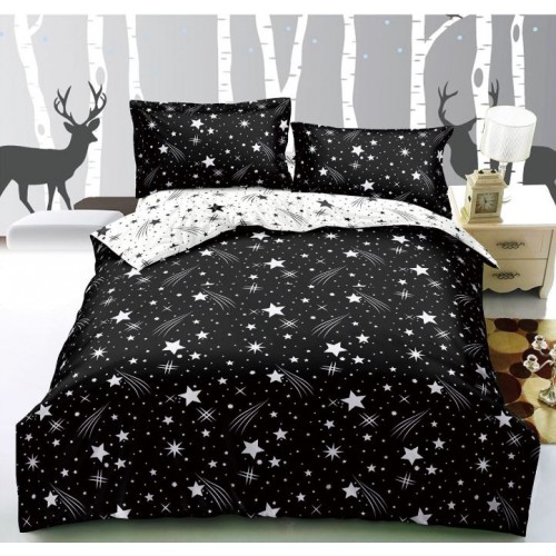 Lenjerie de Pat Dublu, 4 Piese, Cearceaf cu Elastic, Bumbac Finet, SB-02