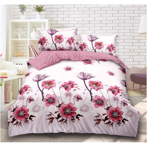 Lenjerie de Pat Dublu, 4 Piese, Cearceaf cu Elastic, Bumbac Finet, SB-04