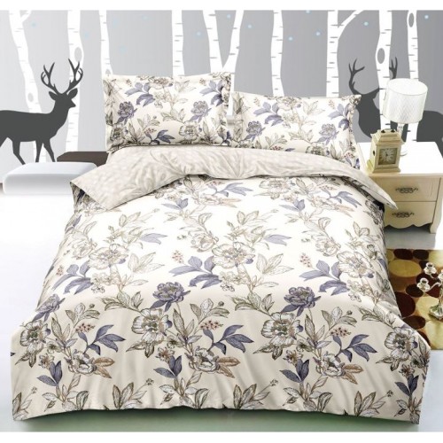 Lenjerie de Pat Dublu, 4 Piese, Cearceaf cu Elastic, Bumbac Finet, SB-09