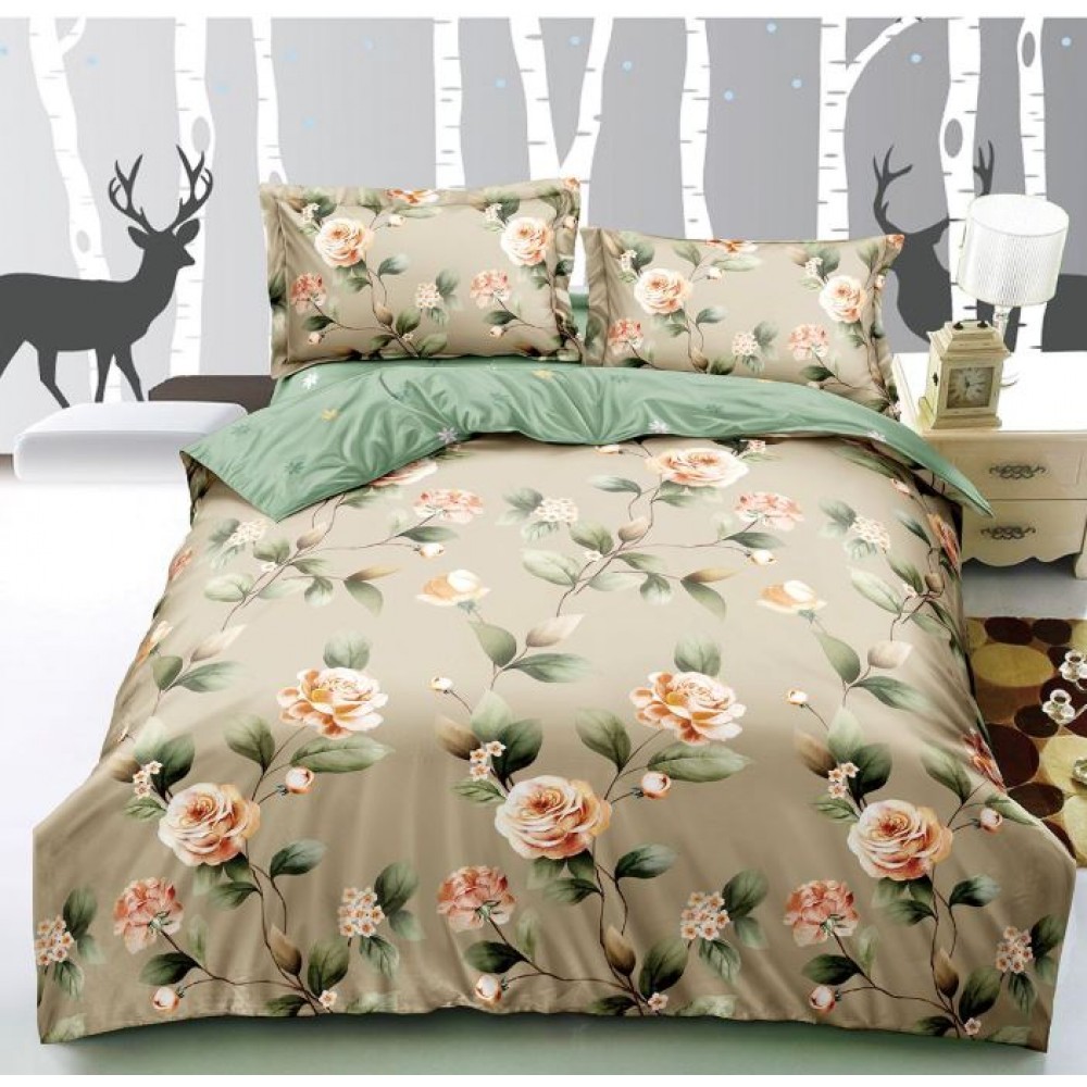 Lenjerie de Pat Dublu, 4 Piese, Cearceaf cu Elastic, Bumbac Finet, SB-12