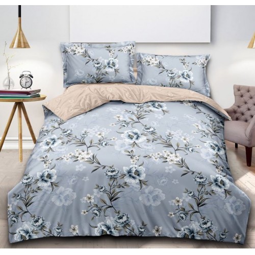 Lenjerie de Pat Dublu, 4 Piese, Cearceaf cu Elastic, Bumbac Finet, SB-15