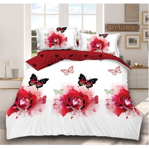 Lenjerie de pat dublu, Bumbac Finet, 4 piese fara elastic, SC-04