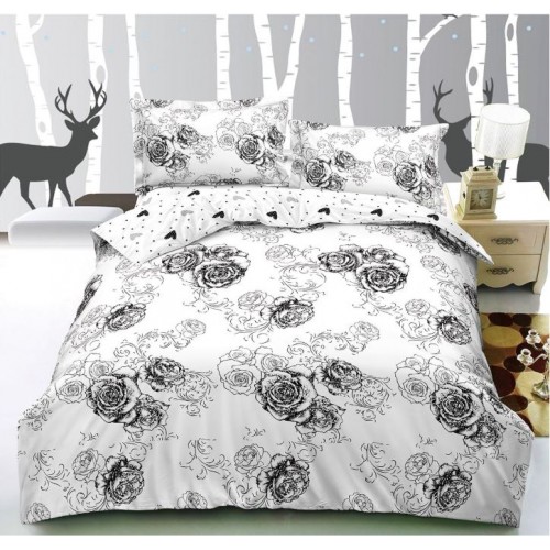 Lenjerie de pat dublu, Bumbac Finet, 4 piese fara elastic, SC-09