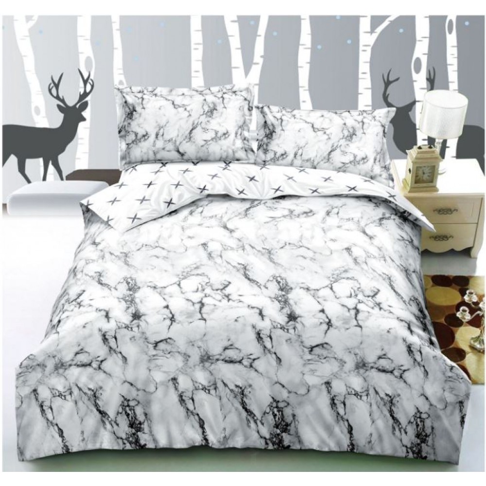 Lenjerie de pat dublu, Bumbac Finet, 4 piese fara elastic, SC-19