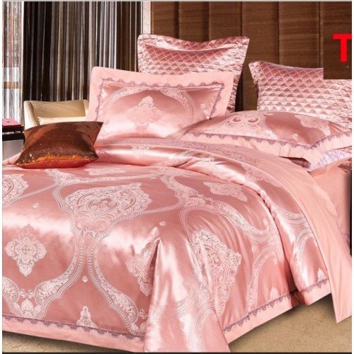 Lenjerie de pat de lux Jacquard, cu imprimeuri, 6 piese, Calitate Superioară,Luciu Elegant, 240x250cm, T-8