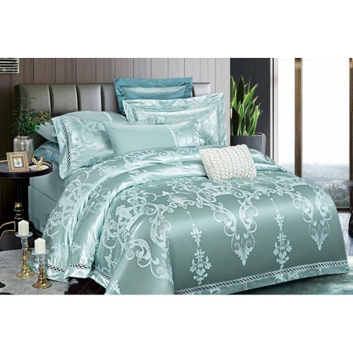 Lenjerie de pat de lux Jacquard, cu imprimeuri, 6 piese, Calitate Superioară,Luciu Elegant, 240x250cm, T-3