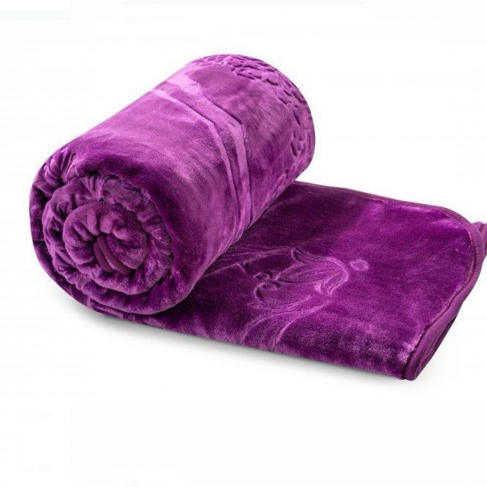 Patura grosa grofata, dimensiune 160x200CM , MOV, pentru pat de 1 persoana, PT-03