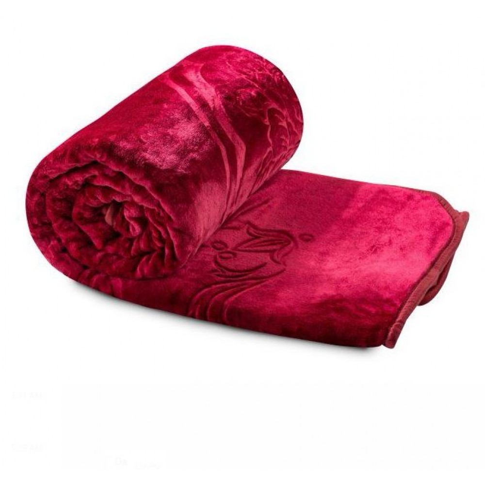 Patura grosa grofata, dimensiune 160x200CM , ROSU, pentru pat de 1 persoana, PT-04