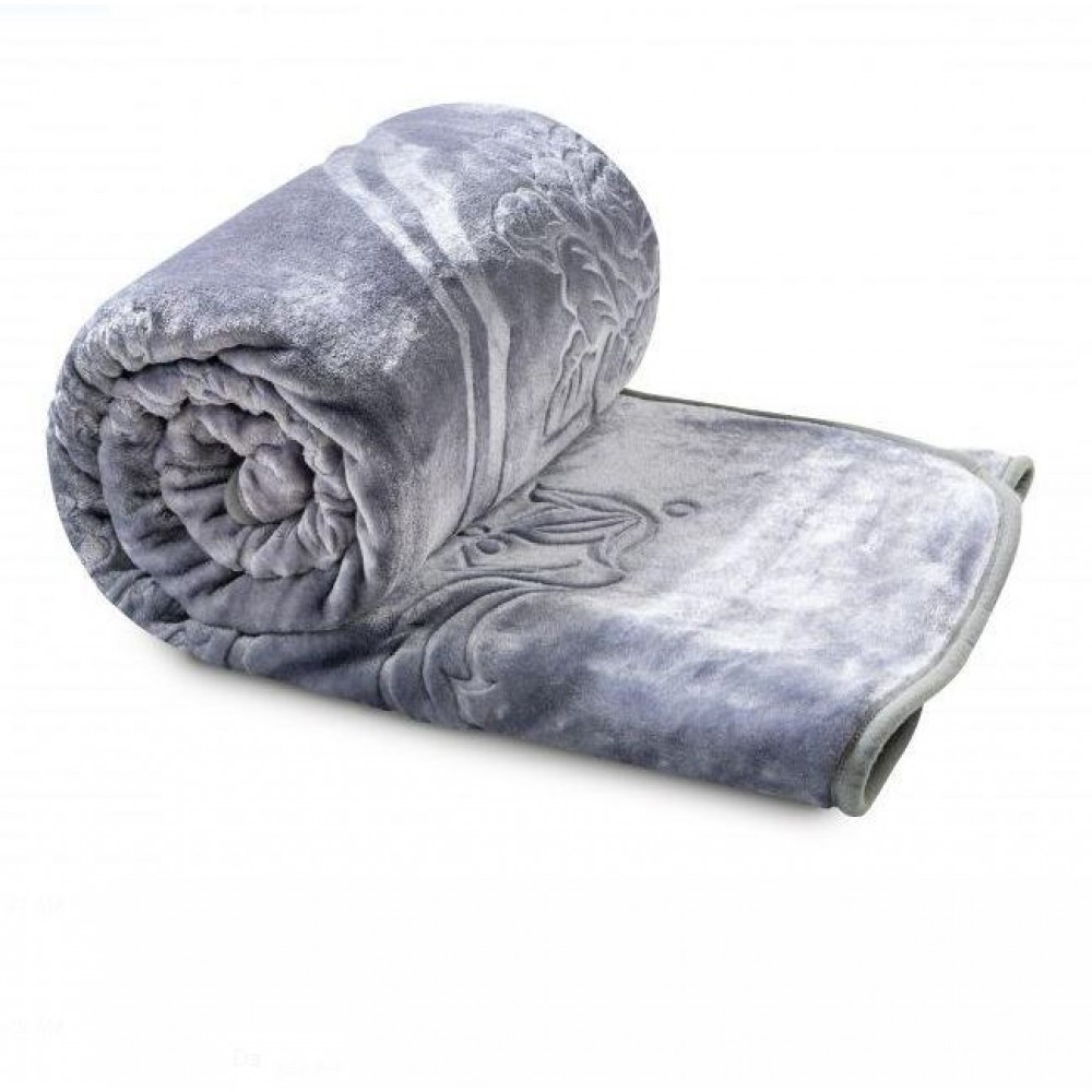 Patura grosa grofata, GRI, dimensiune 160x200CM , pentru pat de 1 persoana, PT-05