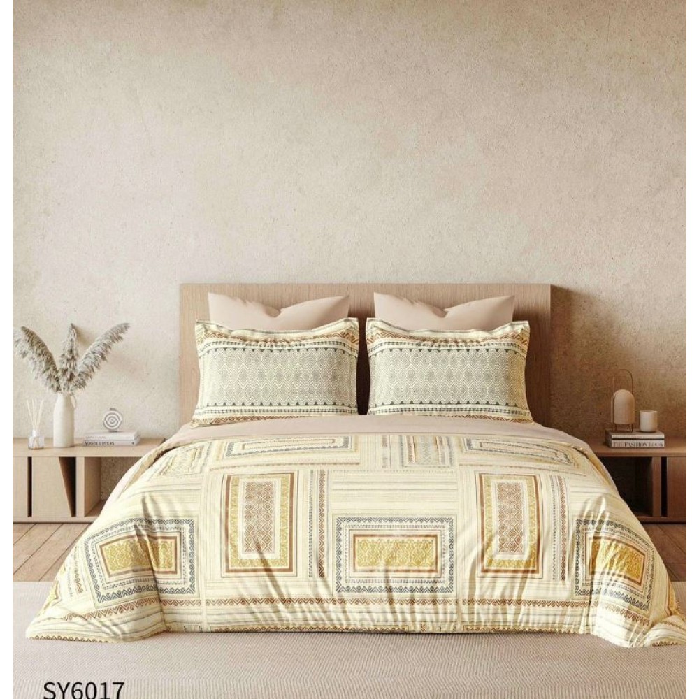 Set Lenjerie Eleganta , Finet, imprimat digital, pentru 2 persoane, 6 piese, Cearceaf de pat cu elastic 180x200 cm, Cearceaf pilota 200x230 cm, 2 fete perna 70x70 cm, 2 fete perna 55x80 cm, SY-6017