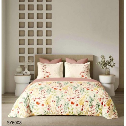 Set Lenjerie Eleganta , Finet, imprimat digital, pentru 2 persoane, 6 piese, Cearceaf de pat cu elastic 180x200 cm, Cearceaf pilota 200x230 cm, 2 fete perna 70x70 cm, 2 fete perna 55x80 cm, SY-6008