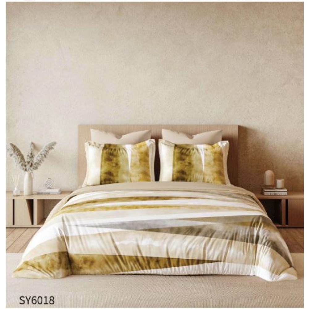 Set Lenjerie Eleganta , Finet, imprimat digital, pentru 2 persoane, 6 piese, Cearceaf de pat cu elastic 180x200 cm, Cearceaf pilota 200x230 cm, 2 fete perna 70x70 cm, 2 fete perna 55x80 cm, SY-6018
