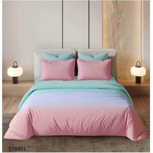 Set Lenjerie Eleganta , Finet, imprimat digital, pentru 2 persoane, 6 piese, Cearceaf de pat cu elastic 180x200 cm, Cearceaf pilota 200x230 cm, 2 fete perna 70x70 cm, 2 fete perna 55x80 cm, SY-6001