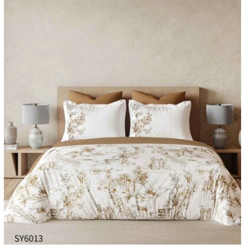 Set Lenjerie Eleganta , Finet, imprimat digital, pentru 2 persoane, 6 piese, Cearceaf de pat cu elastic 180x200 cm, Cearceaf pilota 200x230 cm, 2 fete perna 70x70 cm, 2 fete perna 55x80 cm, SY-6013