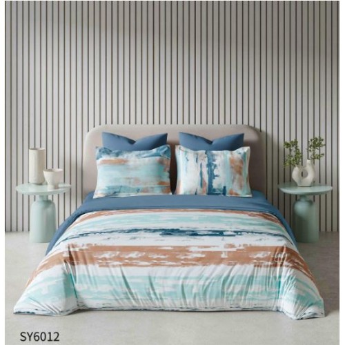 Set Lenjerie Eleganta , Finet, imprimat digital, pentru 2 persoane, 6 piese, Cearceaf de pat cu elastic 180x200 cm, Cearceaf pilota 200x230 cm, 2 fete perna 70x70 cm, 2 fete perna 55x80 cm, SY-6012
