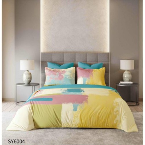 Set Lenjerie Eleganta , Finet, imprimat digital, pentru 2 persoane, 6 piese, Cearceaf de pat cu elastic 180x200 cm, Cearceaf pilota 200x230 cm, 2 fete perna 70x70 cm, 2 fete perna 55x80 cm, SY-6004