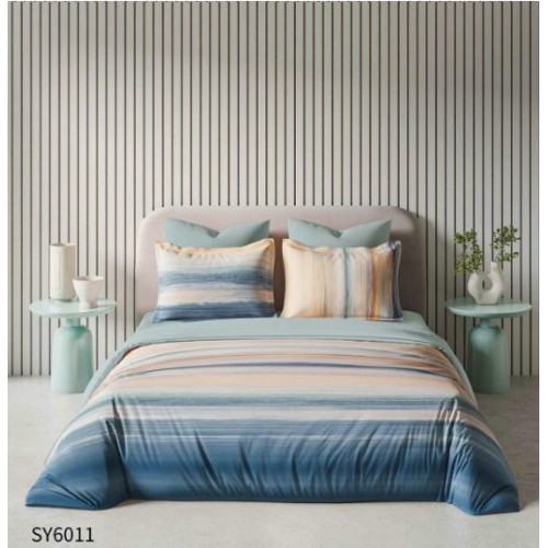 Set Lenjerie Eleganta , Finet, imprimat digital, pentru 2 persoane, 6 piese, Cearceaf de pat cu elastic 180x200 cm, Cearceaf pilota 200x230 cm, 2 fete perna 70x70 cm, 2 fete perna 55x80 cm, SY-6011