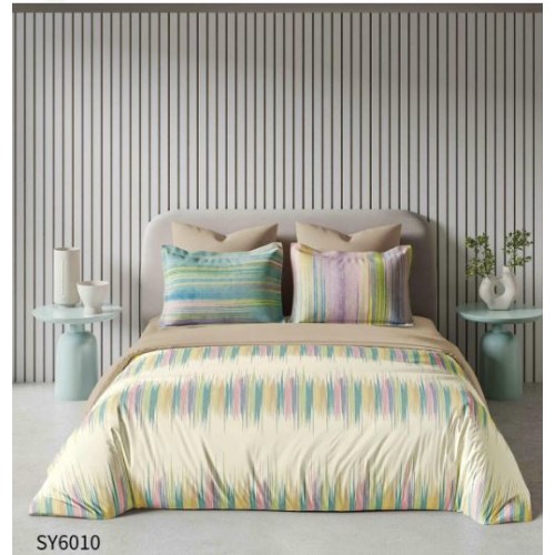 Set Lenjerie Eleganta , Finet, imprimat digital, pentru 2 persoane, 6 piese, Cearceaf de pat cu elastic 180x200 cm, Cearceaf pilota 200x230 cm, 2 fete perna 70x70 cm, 2 fete perna 55x80 cm, SY-6010