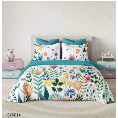 Set Lenjerie Eleganta , Finet, imprimat digital, pentru 2 persoane, 6 piese, Cearceaf de pat cu elastic 180x200 cm, Cearceaf pilota 200x230 cm, 2 fete perna 70x70 cm, 2 fete perna 55x80 cm, SY-6014