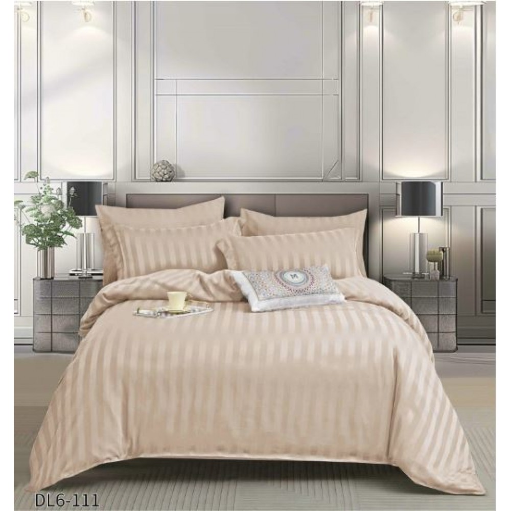 Set Lenjerie Eleganta , Damasc, pentru 2 persoane, 6 piese, Cearceaf de pat cu elastic 180x200 cm, Cearceaf pilota 200x230 cm, 2 fete perna 70x70 cm, 2 fete perna 55x80 cm, DL6-111