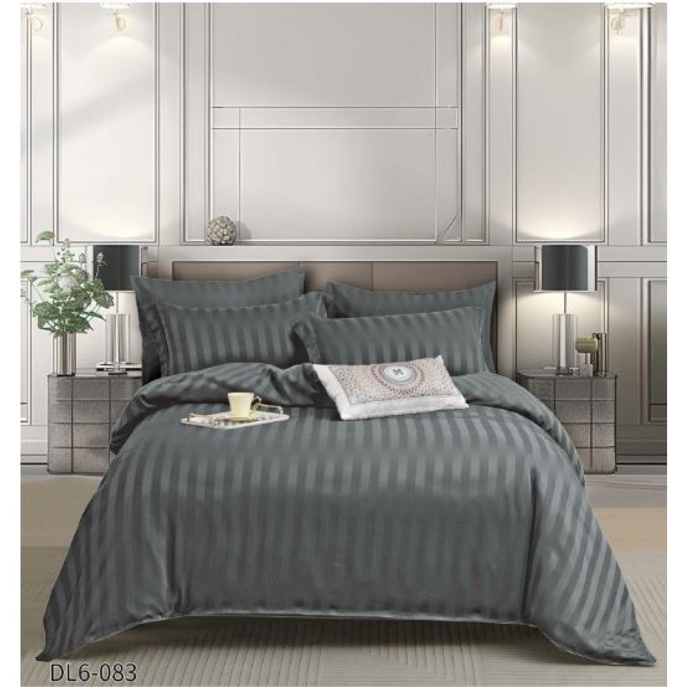 Set Lenjerie Eleganta , Damasc, pentru 2 persoane, 6 piese, Cearceaf de pat cu elastic 180x200 cm, Cearceaf pilota 200x230 cm, 2 fete perna 70x70 cm, 2 fete perna 55x80 cm, DL6-083
