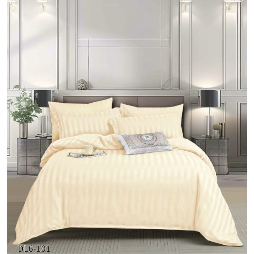 Set Lenjerie Eleganta , Damasc, pentru 2 persoane, 6 piese, Cearceaf de pat cu elastic 180x200 cm, Cearceaf pilota 200x230 cm, 2 fete perna 70x70 cm, 2 fete perna 55x80 cm, DL6-101