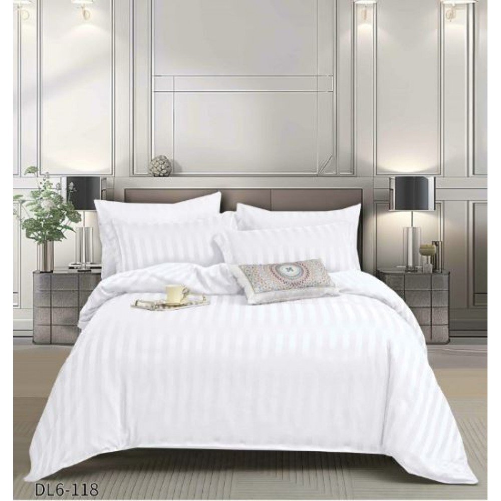 Set Lenjerie Eleganta , Damasc, pentru 2 persoane, 6 piese, Cearceaf de pat cu elastic 180x200 cm, Cearceaf pilota 200x230 cm, 2 fete perna 70x70 cm, 2 fete perna 55x80 cm, DL6-118