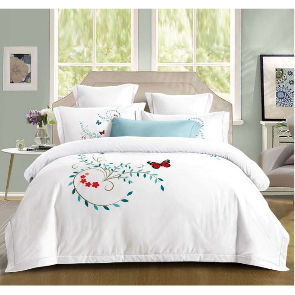 Set Lenjerie Eleganta din Bumbac, cu imprieu deosebit, pentru pat dublu, 4 piese: Cearceaf de pat cu elastic 180 x 200 cm, Cearceaf pilota 200 x 230 cm, 2 fete de perna 55 x 80 cm, BG8006
