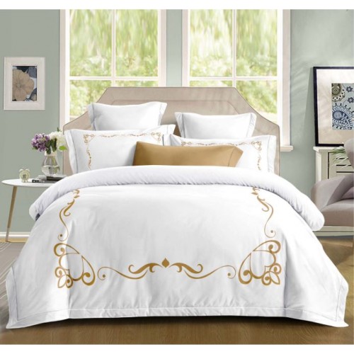 Set Lenjerie Eleganta din Bumbac, cu imprieu deosebit, pentru pat dublu, 4 piese: Cearceaf de pat cu elastic 180 x 200 cm, Cearceaf pilota 200 x 230 cm, 2 fete de perna 55 x 80 cm, BG8013