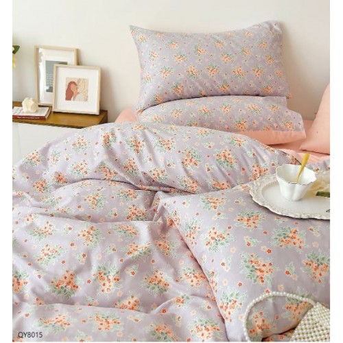 Set Lenjerie Eleganta din Bumbac, cu imprimeu deosebit, pentru pat dublu, 4 piese: Cearceaf de pat cu elastic 180 x 200 cm, Cearceaf pilota 200 x 230 cm, 2 fete de perna 50 x 70 cm, QY8015