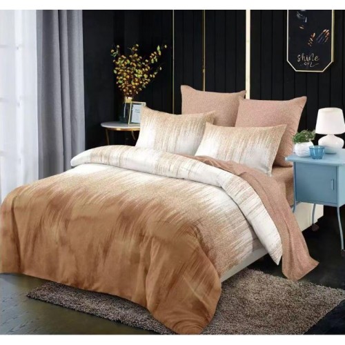 Set Lenjerie Eleganta din Finet , cu imprimeu deosebit, pentru pat dublu, 6 piese: Cearceaf de pat cu elastic 180 x 200 cm, Cearceaf pilota 200 x 230 cm, 2 fete de perna 55 x 80 cm, 2 fete de perna 70 x 70 cm, BB-861
