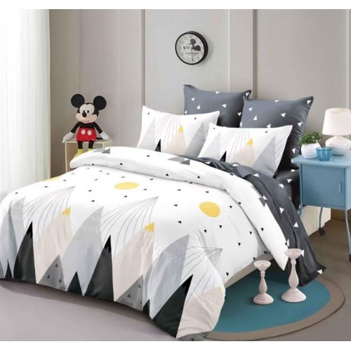Set Lenjerie Eleganta din Finet , cu imprimeu deosebit, pentru pat dublu, 6 piese: Cearceaf de pat cu elastic 180 x 200 cm, Cearceaf pilota 200 x 230 cm, 2 fete de perna 55 x 80 cm, 2 fete de perna 70 x 70 cm, BB-877