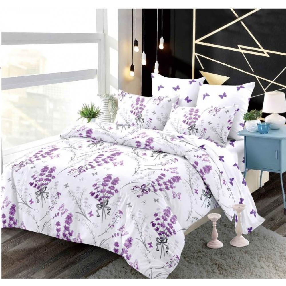 Set Lenjerie Eleganta din Finet , cu imprimeu deosebit, pentru pat dublu, 6 piese: Cearceaf de pat cu elastic 180 x 200 cm, Cearceaf pilota 200 x 230 cm, 2 fete de perna 55 x 80 cm, 2 fete de perna 70 x 70 cm, BB-930